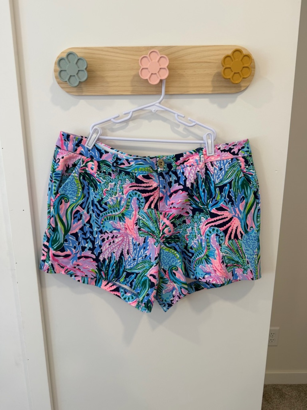 Lilly Pulitzer Pink, Aqua & Navy Tropical Print Shorts